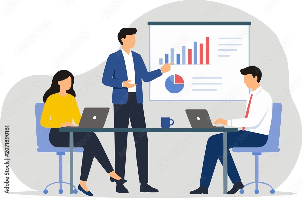 Fototapeta premium Modern teamwork illustration for business success