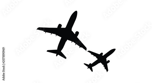 Photos Airplane Silhouette Against White Background Two Jetliners In Flight