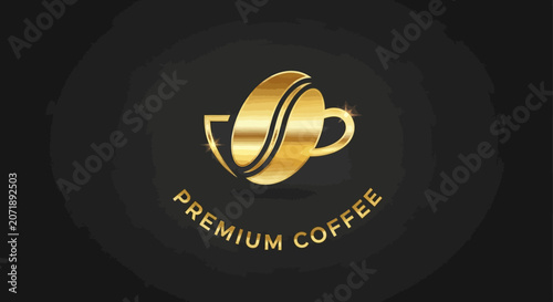Premium coffee logo with golden design.