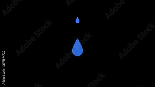 Water Drop Falling And Liquid Dripping Nature Blue Animation Transparent Background Alpha Channel