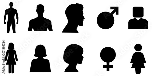 Tableau sur toile A complete set of vector icons depicting male and female genders