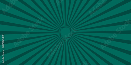 Abstract bottle green rays background. Sunburst graphic design. 2D Illustration