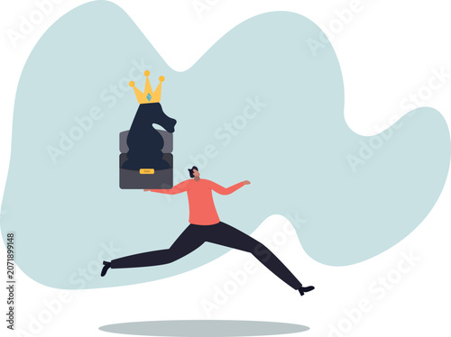 Tableau sur toile Strategy to win business competition, leadership to make decision, business challenge or tactic to overcome obstacle