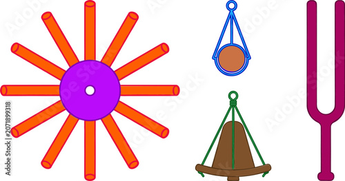 Foto Sound Healing and Meditation Therapy Instruments Vector Illustration Set Featuri