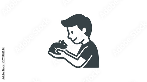 Foto Boy Holding a Small Black Object.