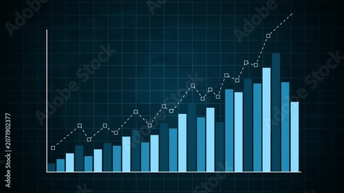 Abstract business chart with rising bar graph and line graph growth finance and market success animation