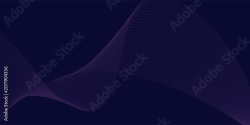 Abstract glowing wave lines on dark blue background. Dynamic wave pattern. Modern flowing wavy lines. Futuristic technology concept.