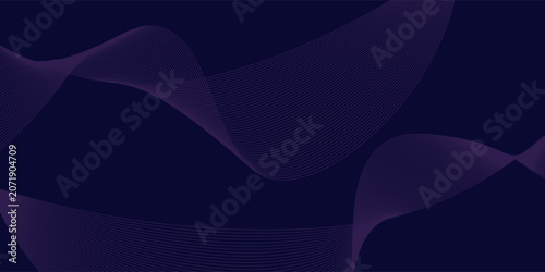 Abstract glowing wave lines on dark blue background. Dynamic wave pattern. Modern flowing wavy lines. Futuristic technology concept.