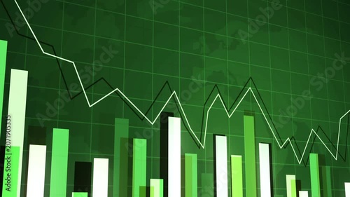 Business bar chart with falling data clear downward trend in business or finance animation