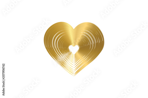 Golden heart shape abstract tunnel vector illustration for commercial branding design