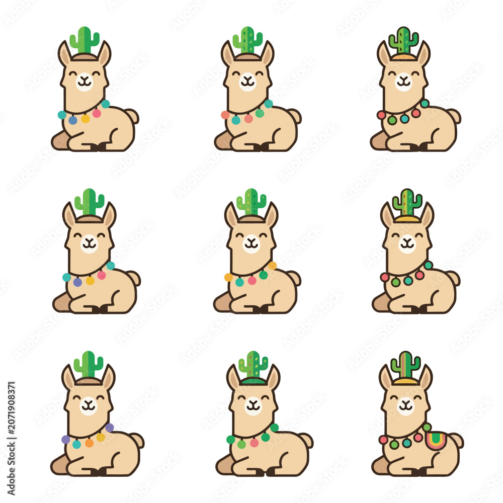 Obraz premium Cute Llamas Wearing Party Hats.