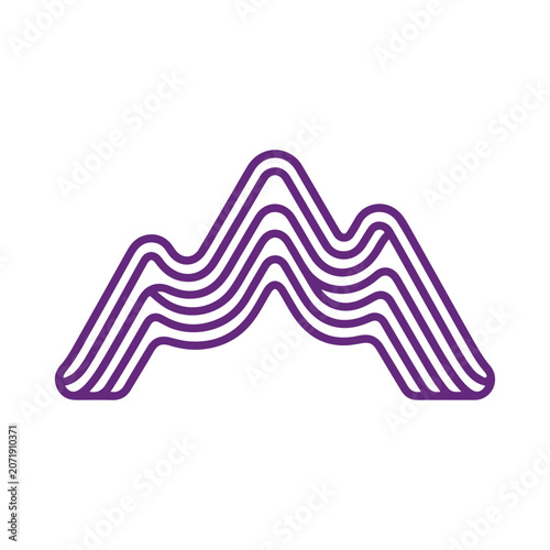 Abstract purple mountain peak logo icon with flowing parallel lines.