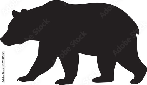 Majestic black bear silhouette illustration capturing a powerful wildlife animal walking. This versatile vector graphic is ideal for nature and outdoor designs, available as a scalable EPS file