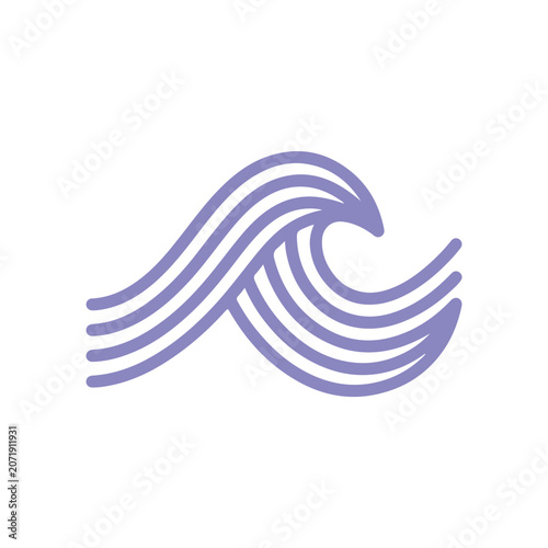 Minimalist purple wave icon with linear style.