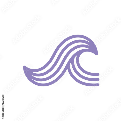 Minimalist purple wave icon with linear style.