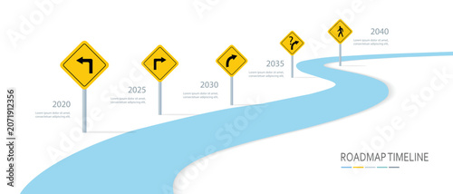 Business road map timeline Infographic design with 5 steps. Modern milestone diagram with road journey concept. Infographic template design for business growth and milestones presentation.