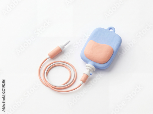 Stylized 3D IV drip bag for medical and healthcare concept