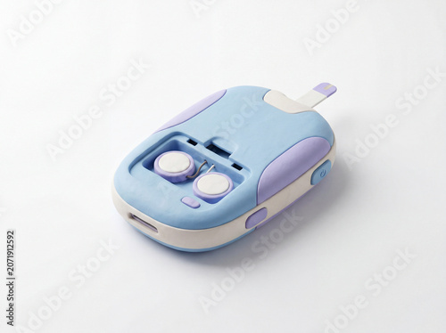 Modern 3D illustration of a glucometer for diabetes health monitoring
