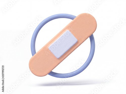 Minimalist 3D adhesive bandage illustration for first aid and healing