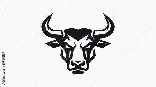 Tableau sur toile Black Bull Head Logo Design.