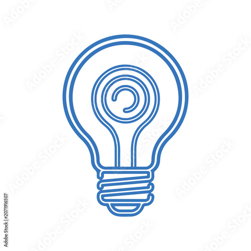 Minimalist blue outline icon of a lightbulb with a question mark symbol.