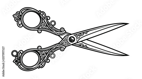 Ornate Vintage Scissors Vector Illustration
