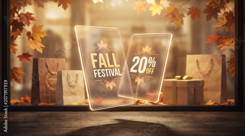 20% Off on Seasonal Products in Storefront Display, Autumn Vibes