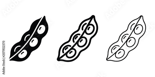Cuadro en lienzo Soybean pod icon silhouette vector, bold outline and line art design
