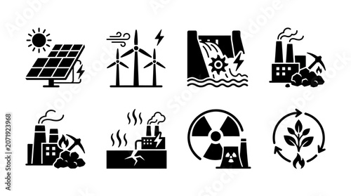 Foto Icons representing different types of energy production.