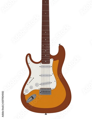Close-up of an acoustic guitar with sunburst finish.