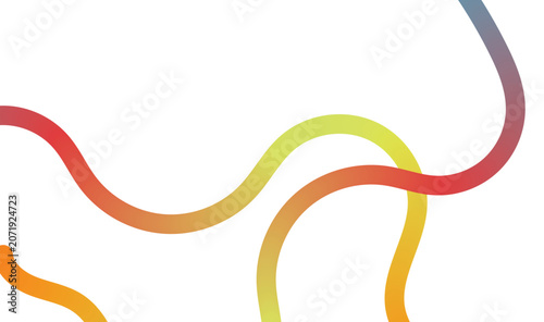 Abstract Colorful Gradient Curved Lines on White Background, Modern Intertwined Fluid Flow Wave Ribbons Vector Graphic for Creative Design 
