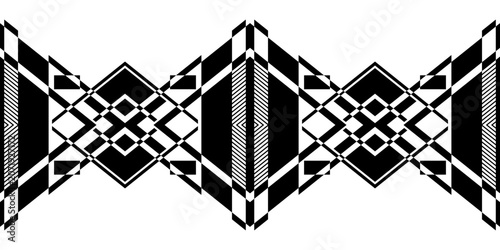 Bilde på lerret Monochrome optical art composition featuring intricate symmetrical geometry and high-contrast forms