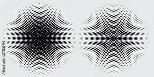 Radial black dot clusters and warped geometric line motifs for modern editorial use stylish vector illustration eps10
