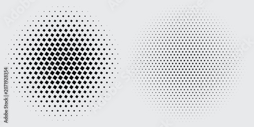 Optical black halftone circles paired with striped geometric distortion elements decorative background design eps10