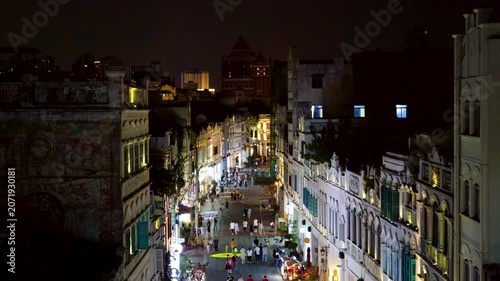 High angle night view of Arcade Old Street in Haikou, Hainan, China
