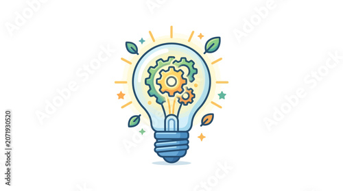 Eco-Friendly Innovation Light Bulb with Gears Concept