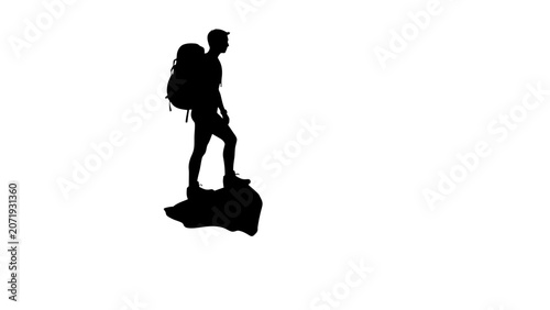 Photos Hiker silhouette, adventure icon, outdoor traveler, backpacker symbol