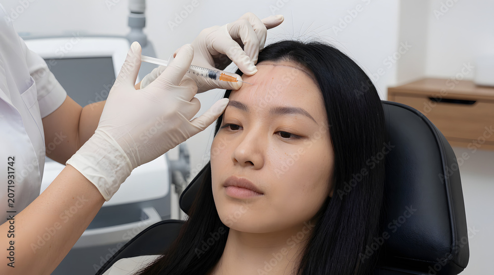 Naklejka premium Cosmetic Injection Procedure In Clinic