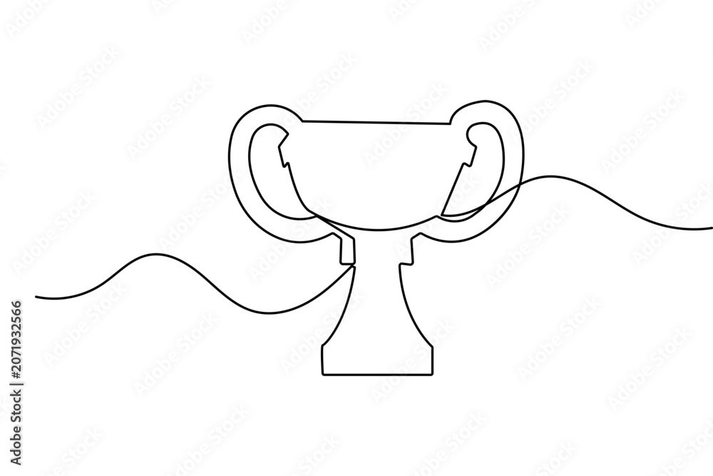 Obraz premium Trophy cup continuous one line drawing minimalist outline vector illustration