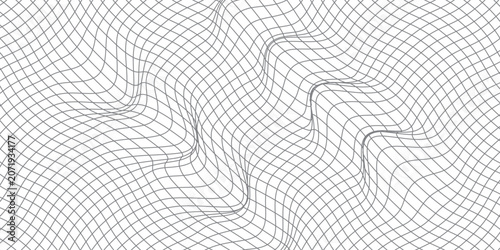Abstract black and white horizontal wavy lines pattern background.