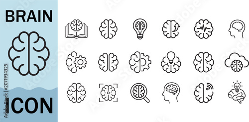 Foto Brain mind icon set collection idea thought thinking science