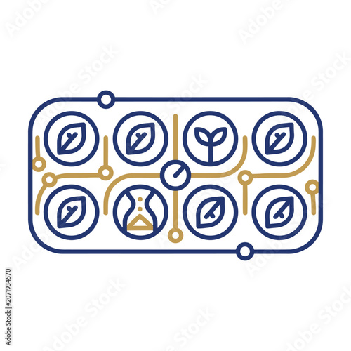 Obraz na plátně Sustainable organic farming pills in blister pack vector line icon
