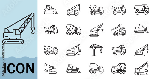 Tableau sur toile Construction vehicle and equipment icon