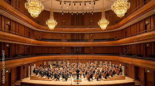 Orchestra Performing in Grand Concert Hall