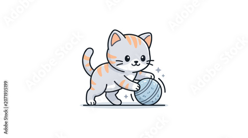 Vászonkép Cute little orange cat playing.