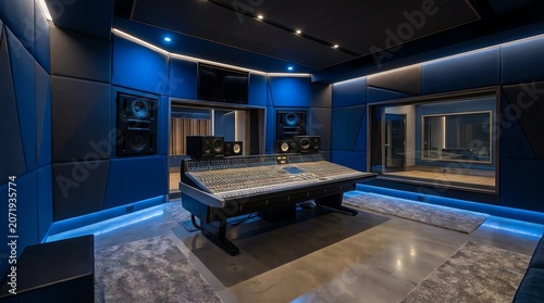 Professional Recording Studio with Modern Sound Mixing Console