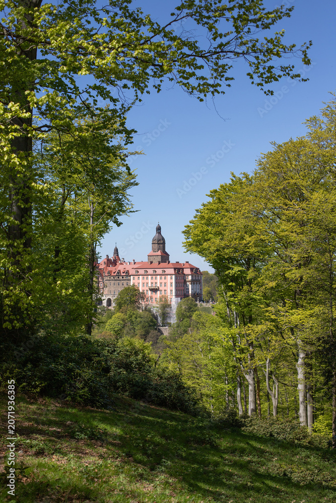 Fototapeta premium Side view of Książ Castle, Poland