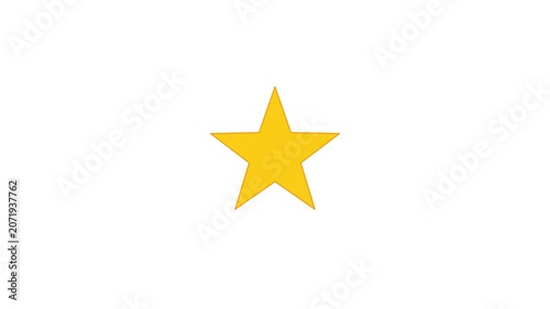 Animated Glowing Yellow Star Shining on White Background