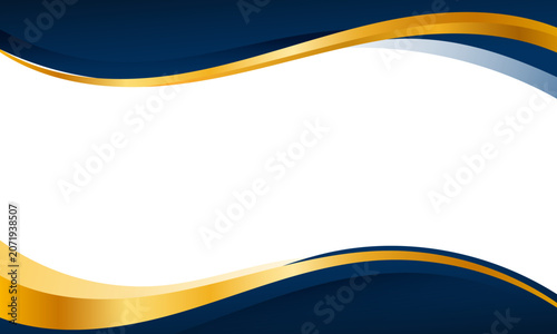 Elegant Navy Blue and Gold Wave Certificate Background Template with White Copy Space for Luxury Business Award Document