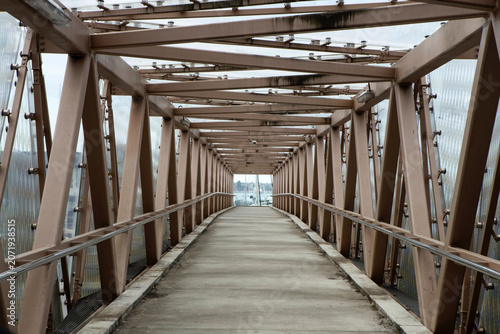 Walkway bridge over highway to the marina of Auckland New Zealand